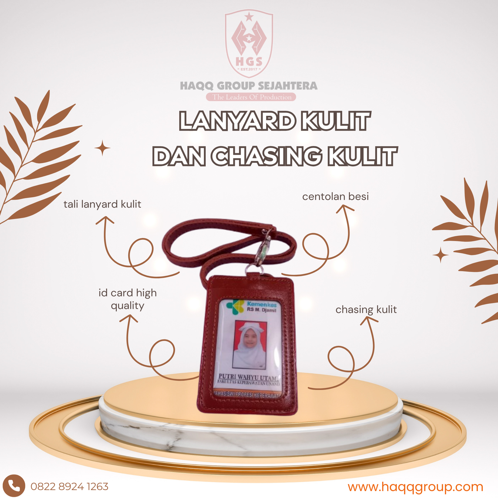 Lanyard Kulit + Chasing Kulit