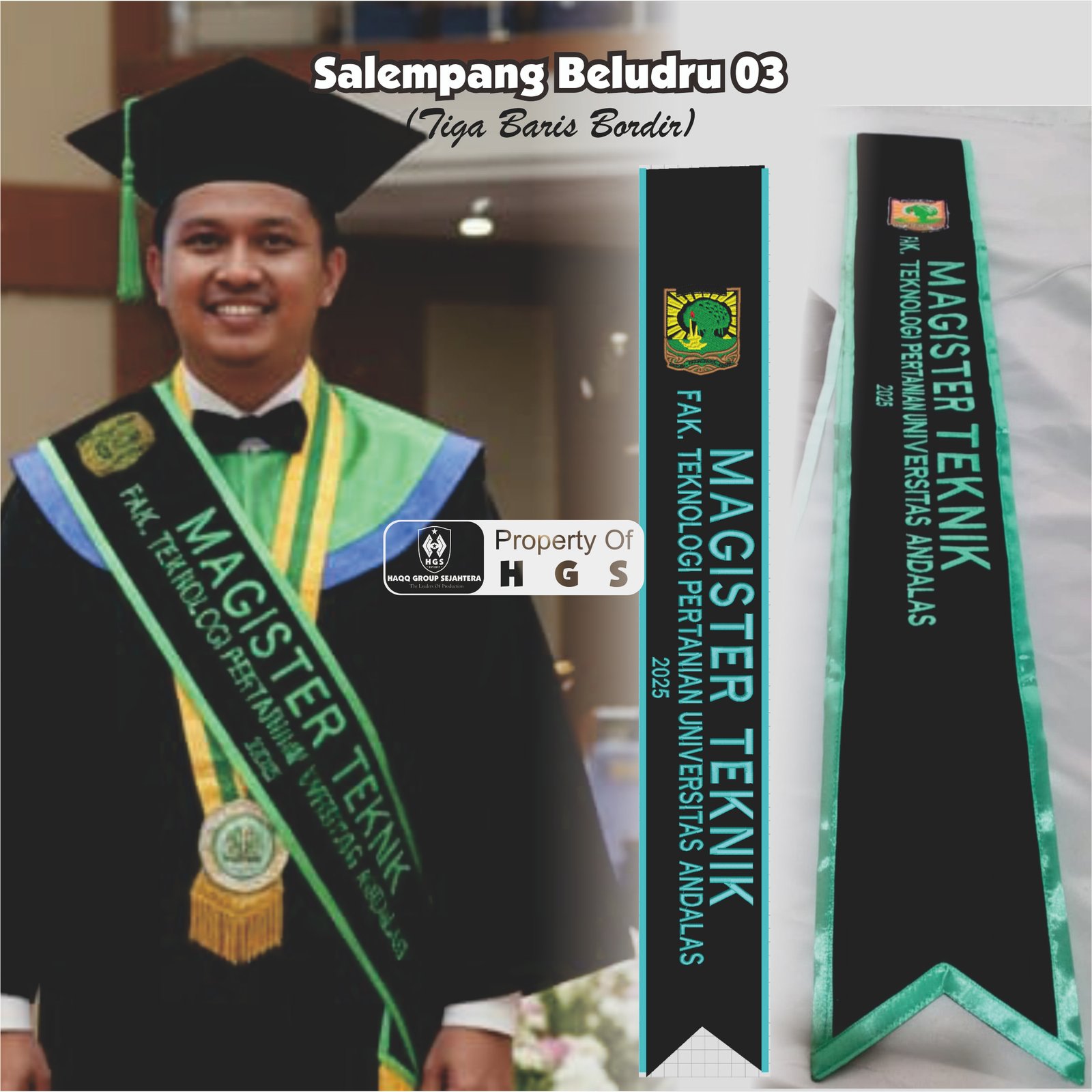 Salempang Beludru 03 (Tiga Baris Bordir)